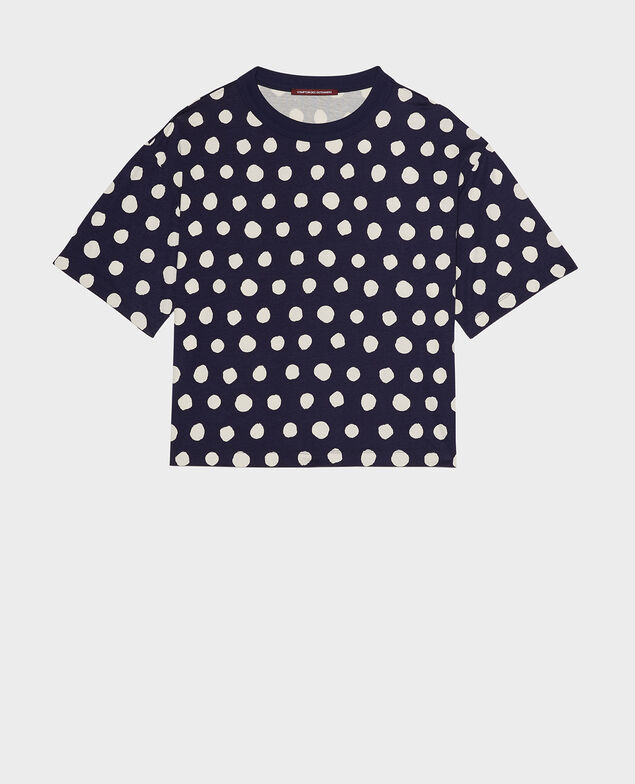 Gepunktetes Boxy T-Shirt aus Baumwolle Dots maritime blue
