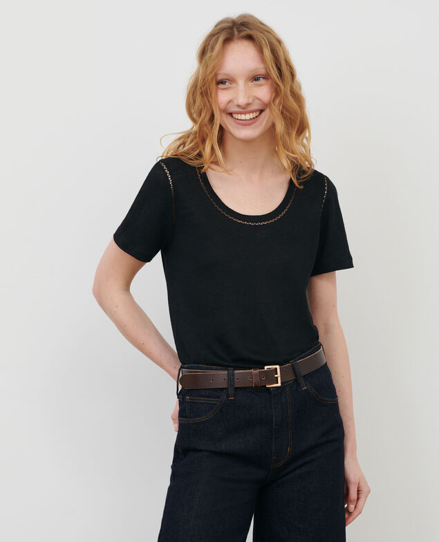 T-Shirt aus Leinen Black beauty