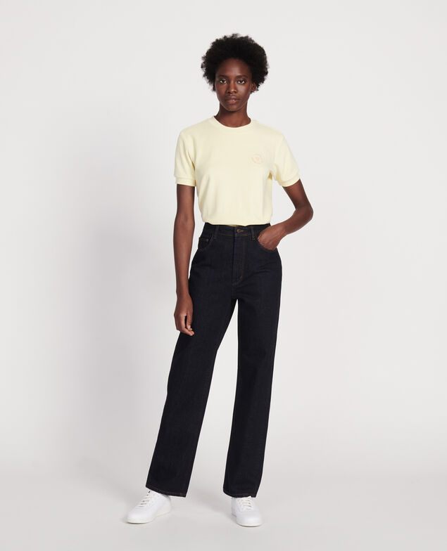 Jeans mit hoher Taille und geradem Schnitt Denim rinse