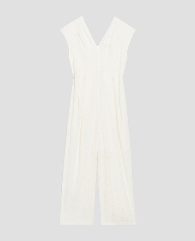 Jumpsuit mit Lochstickerei H003 white