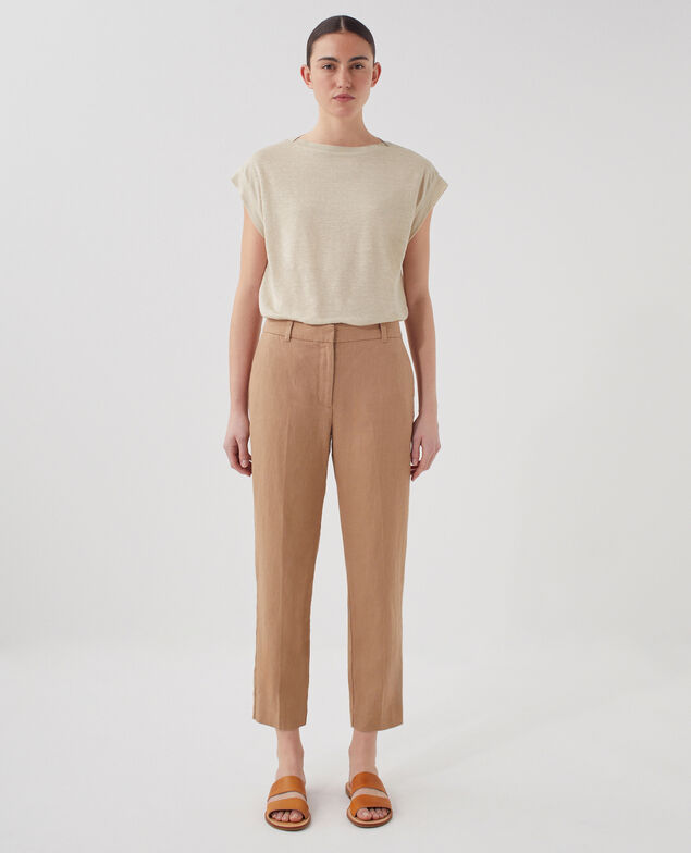 MARGUERITE - Zigarettenhose aus Leinen H330 tiger's eye