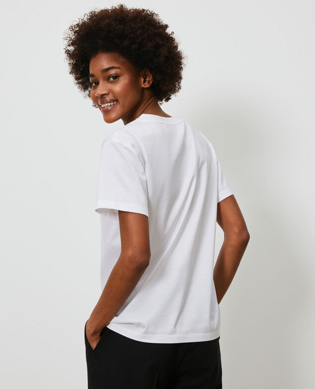 Besticktes T-Shirt aus Baumwolle Optical white