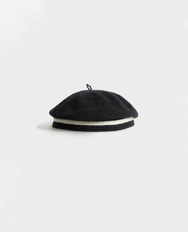 Barett aus Kaschmir Stripe black jetstream