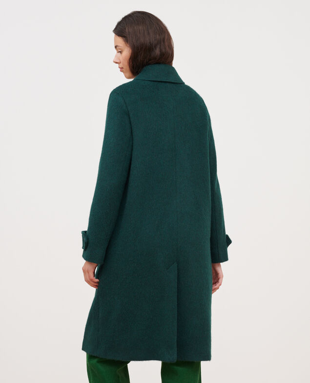 Gerade Mantel aus strukturierter Wolle 8880 59 darkgreen