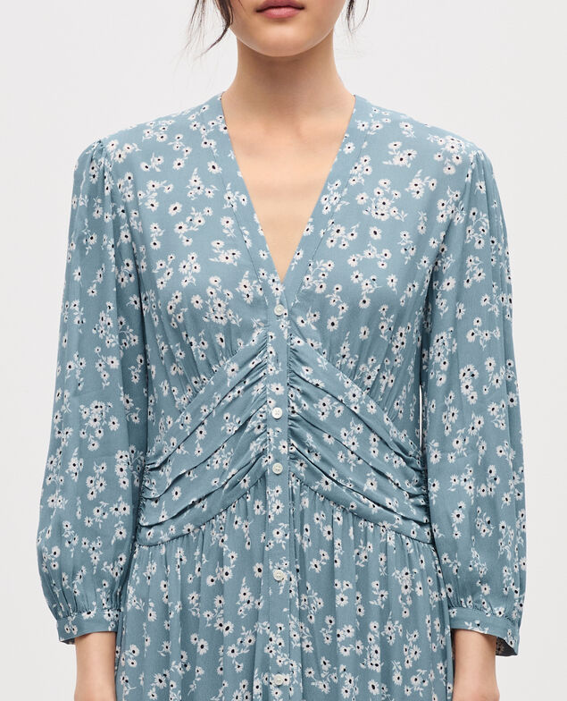Langes fließendes Kleid K610 daisy blue