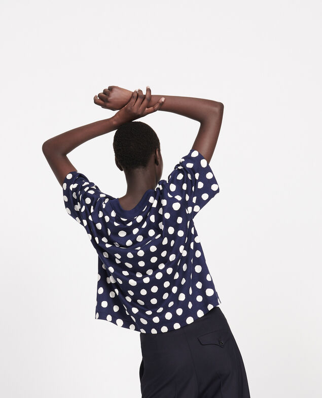 Gepunktetes Boxy T-Shirt aus Baumwolle Dots maritime blue