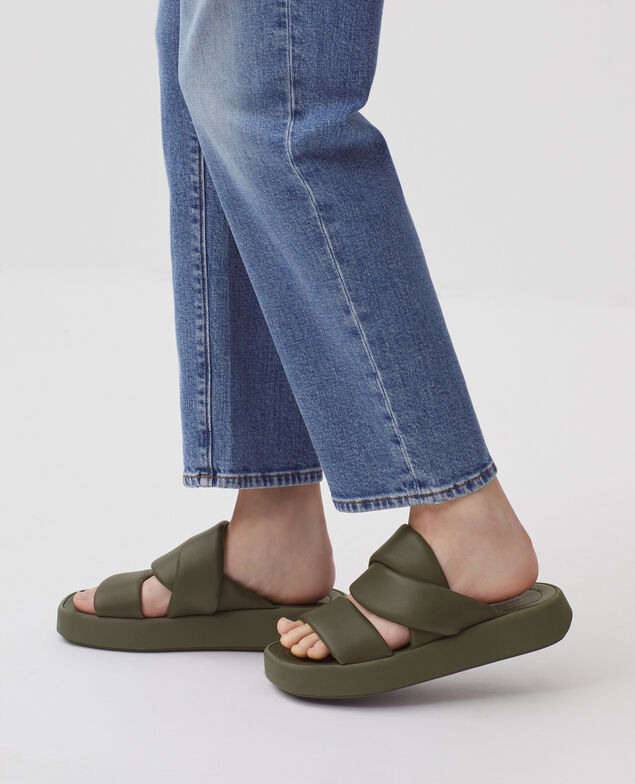 Ledersandalen H331 kaki