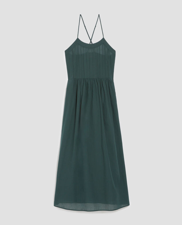Langes Trägerkleid aus Baumwollvoile J590 spruce green