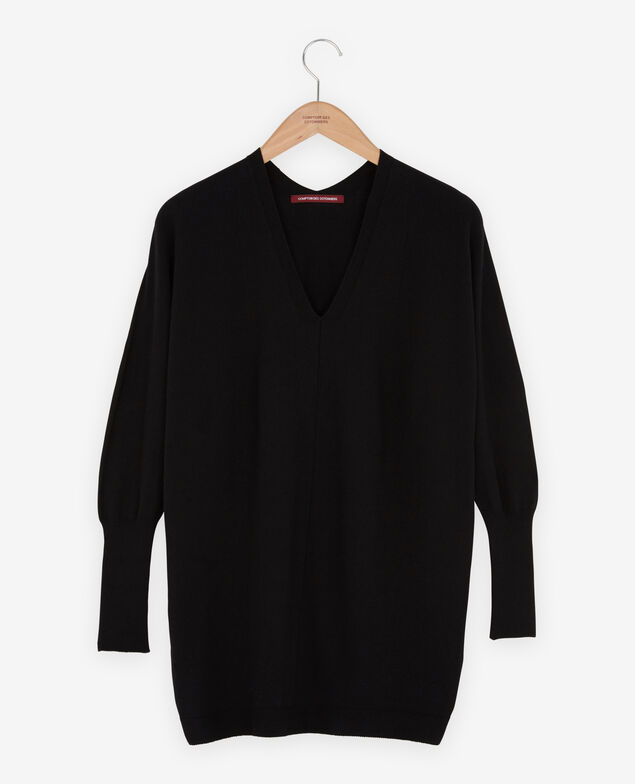 Oversize-Pullover aus Baumwolle und Kaschmir Noir