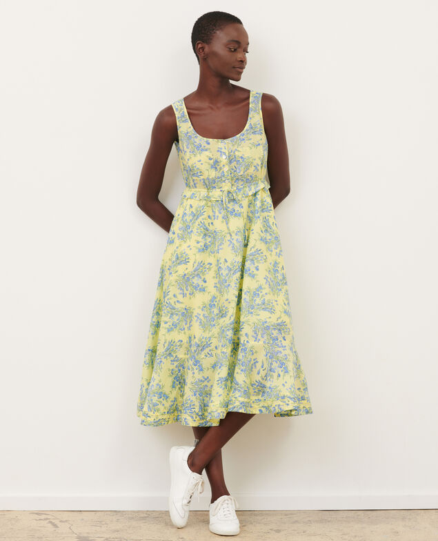 Ausgestelltes Kleid aus Baumwollvoile 93 print yellow