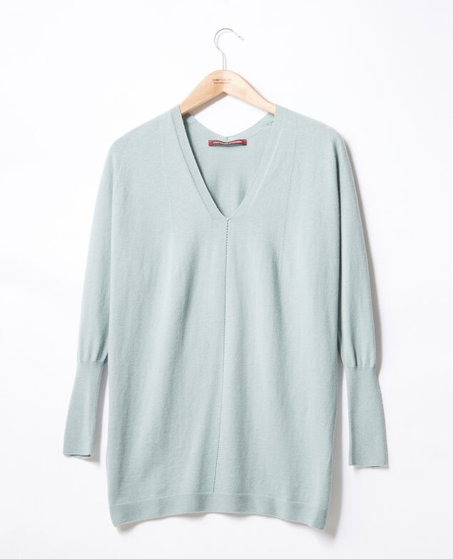 Oversize-Pullover aus Baumwolle und Kaschmir Silver green